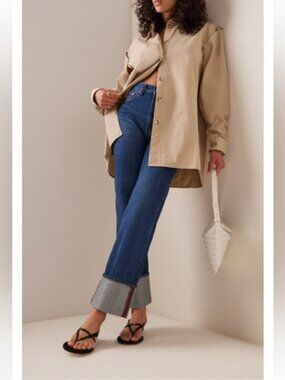 Tu Es Mon Trésor Carnelian Jean Dark Indigo Size 28 High Rise Straight Cuffed